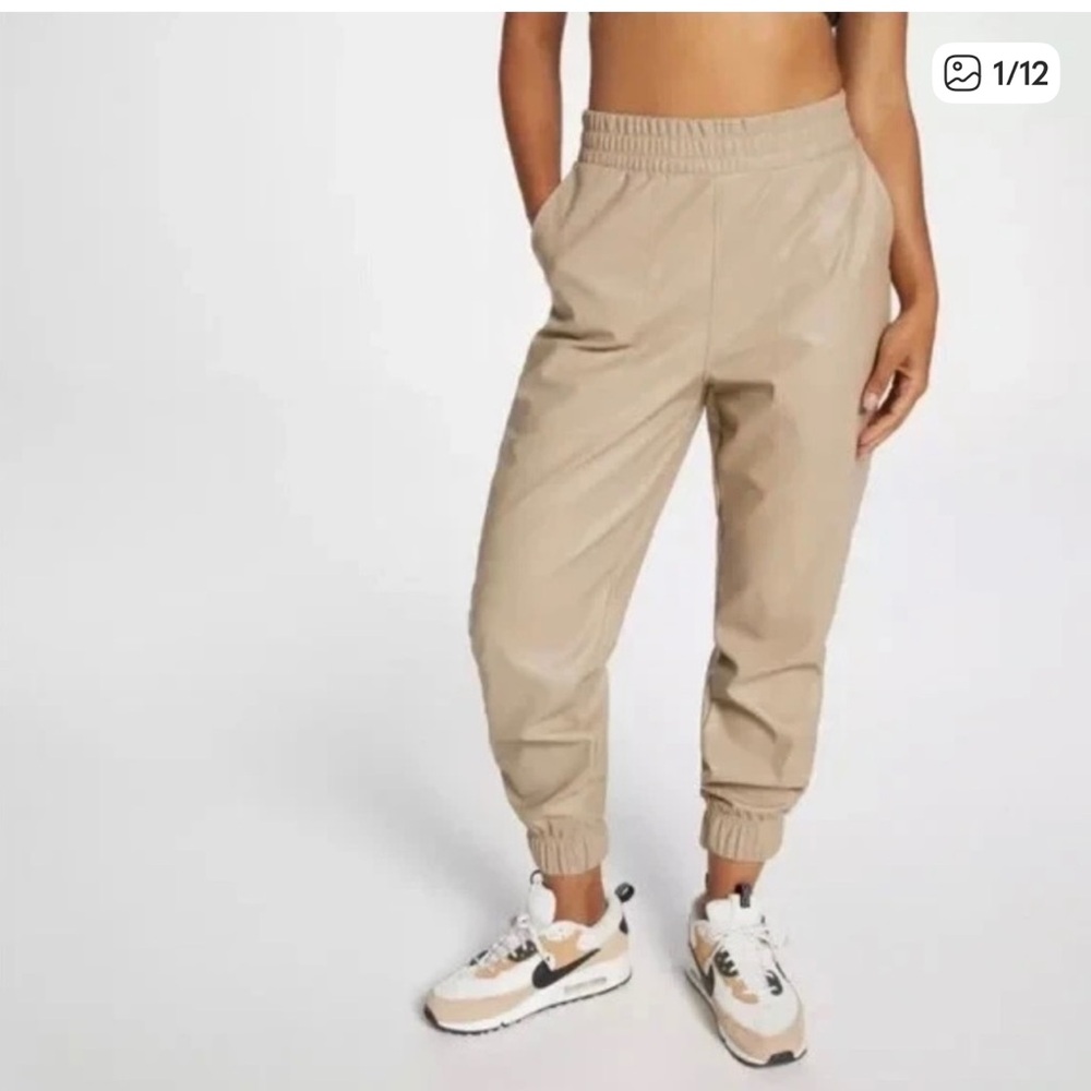 Calia Faux Leather Joggers Women’s Size S Beige Journey Collection High Rise